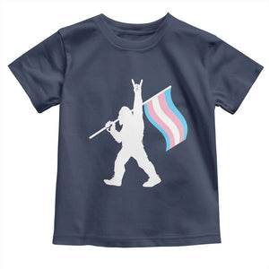 Bigfoot Rock On Trans Pride Flag Toddler T Shirt Sasquatch LGBTQ Ally TS12 Navy Print Your Wear