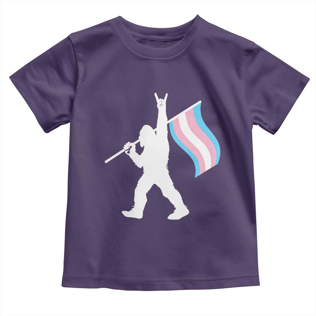 Bigfoot Rock On Trans Pride Flag Toddler T Shirt Sasquatch LGBTQ Ally TS12 Purple Print Your Wear