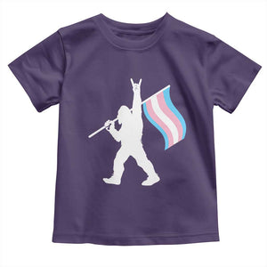 Bigfoot Rock On Trans Pride Flag Toddler T Shirt Sasquatch LGBTQ Ally TS12 Purple Print Your Wear