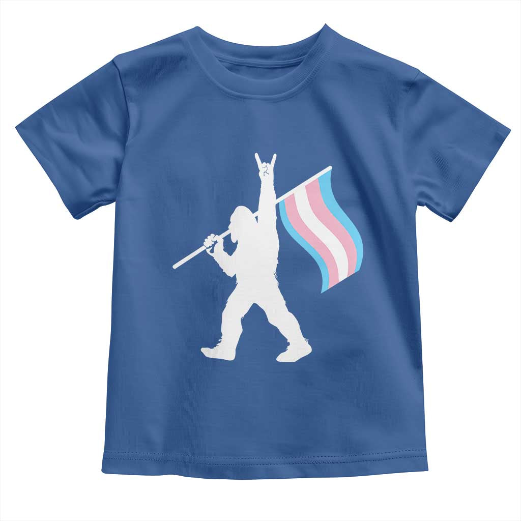 Bigfoot Rock On Trans Pride Flag Toddler T Shirt Sasquatch LGBTQ Ally TS12 Royal Blue Print Your Wear