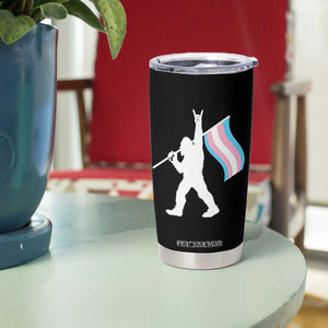 Bigfoot Rock On Trans Pride Flag Tumbler Cup Sasquatch LGBTQ Ally TS12 Print Your Wear