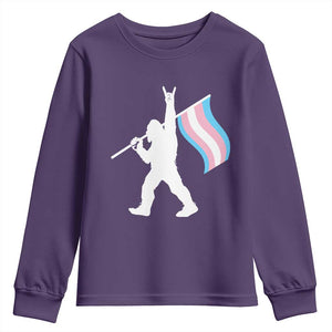 Bigfoot Rock On Trans Pride Flag Youth Sweatshirt Sasquatch LGBTQ Ally TS12 Purple Print Your Wear