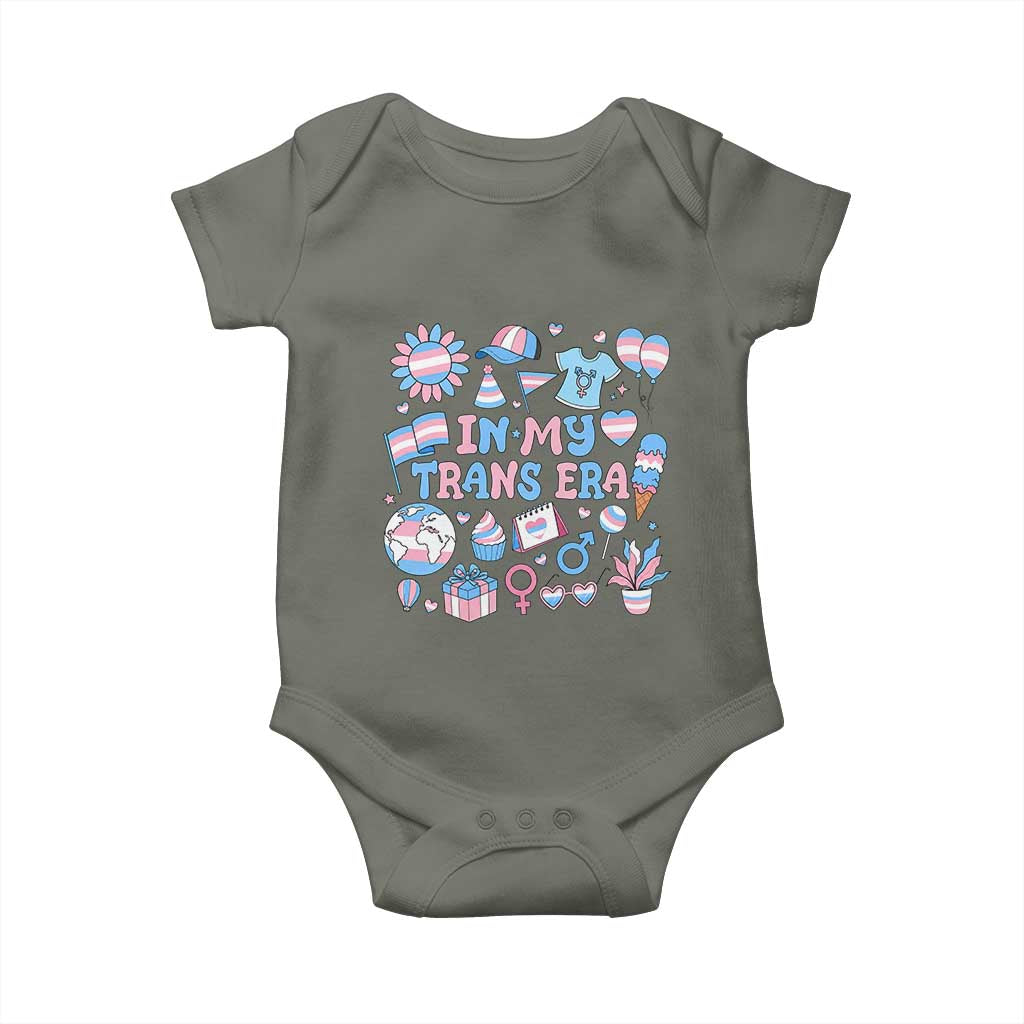 Transgender Pride In My Trans Era Baby Onesie Proud Ally Support Graphic TS12 Military Green Print Your Wear