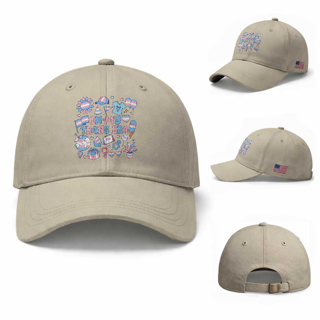 Transgender Pride In My Trans Era Baseball Cap Proud Ally Support Graphic TS12 Baseball Cap Universal Fit Beige Print Your Wear