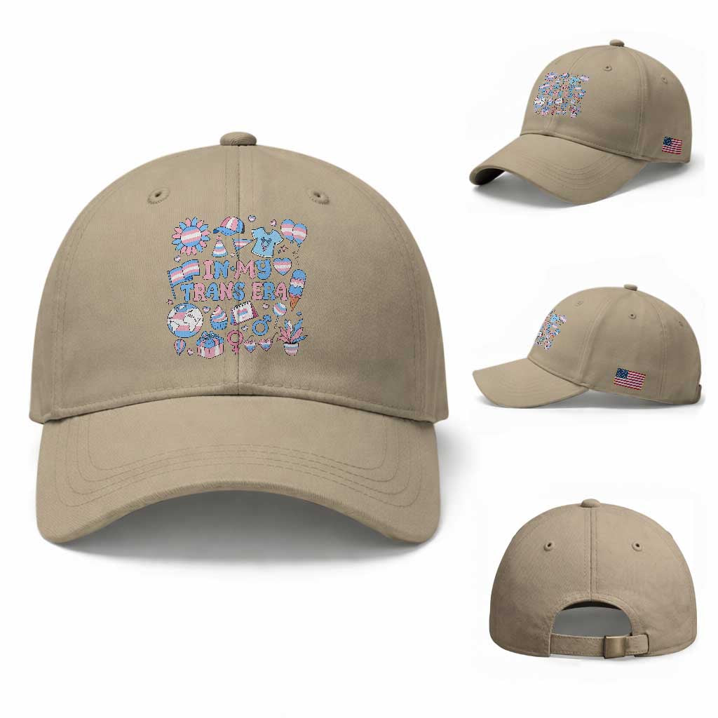 Transgender Pride In My Trans Era Baseball Cap Proud Ally Support Graphic TS12 Baseball Cap Universal Fit Khaki Print Your Wear