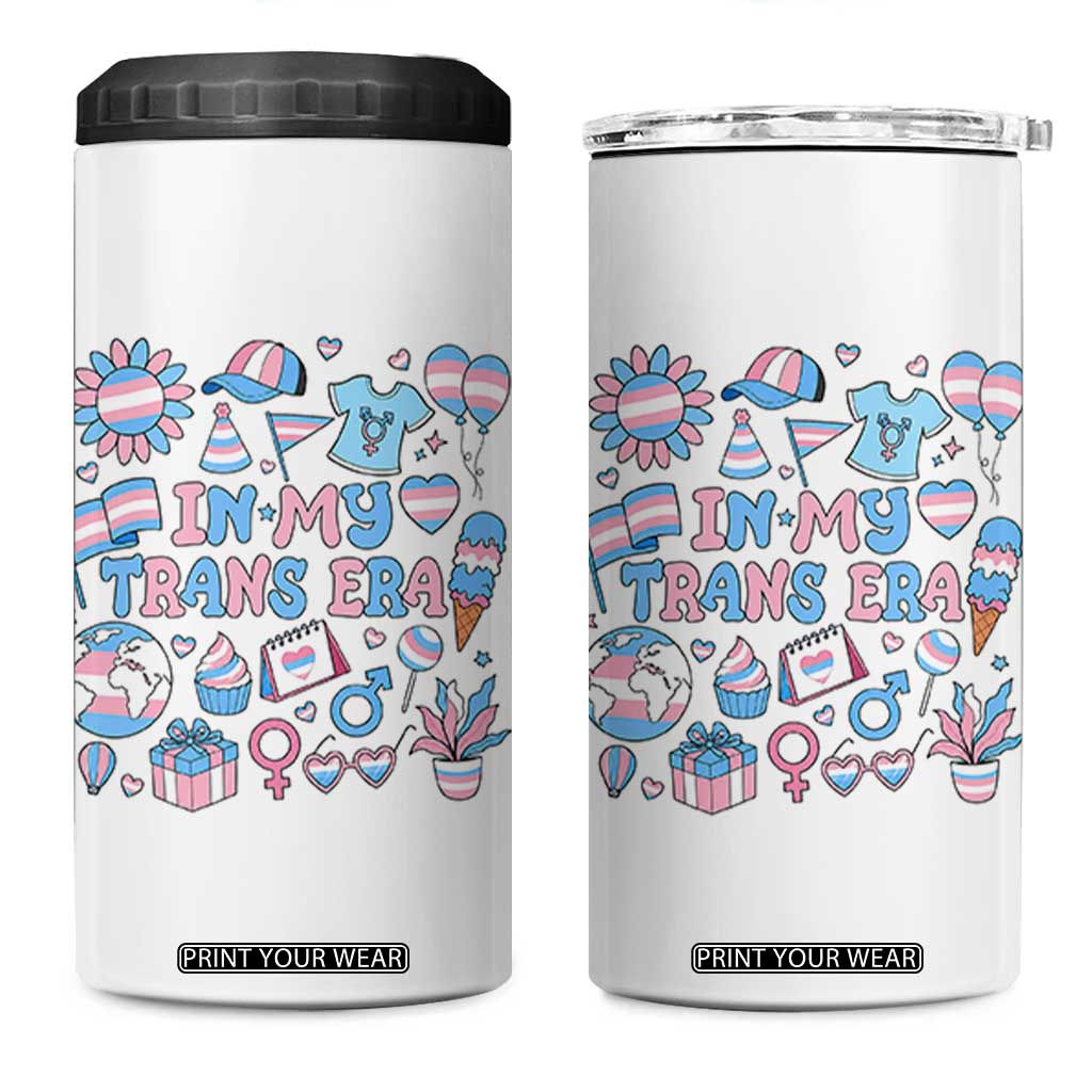 Transgender Pride In My Trans Era 4 in 1 Can Cooler Tumbler Proud Ally Support Graphic TS12 One Size: 16 oz White Print Your Wear