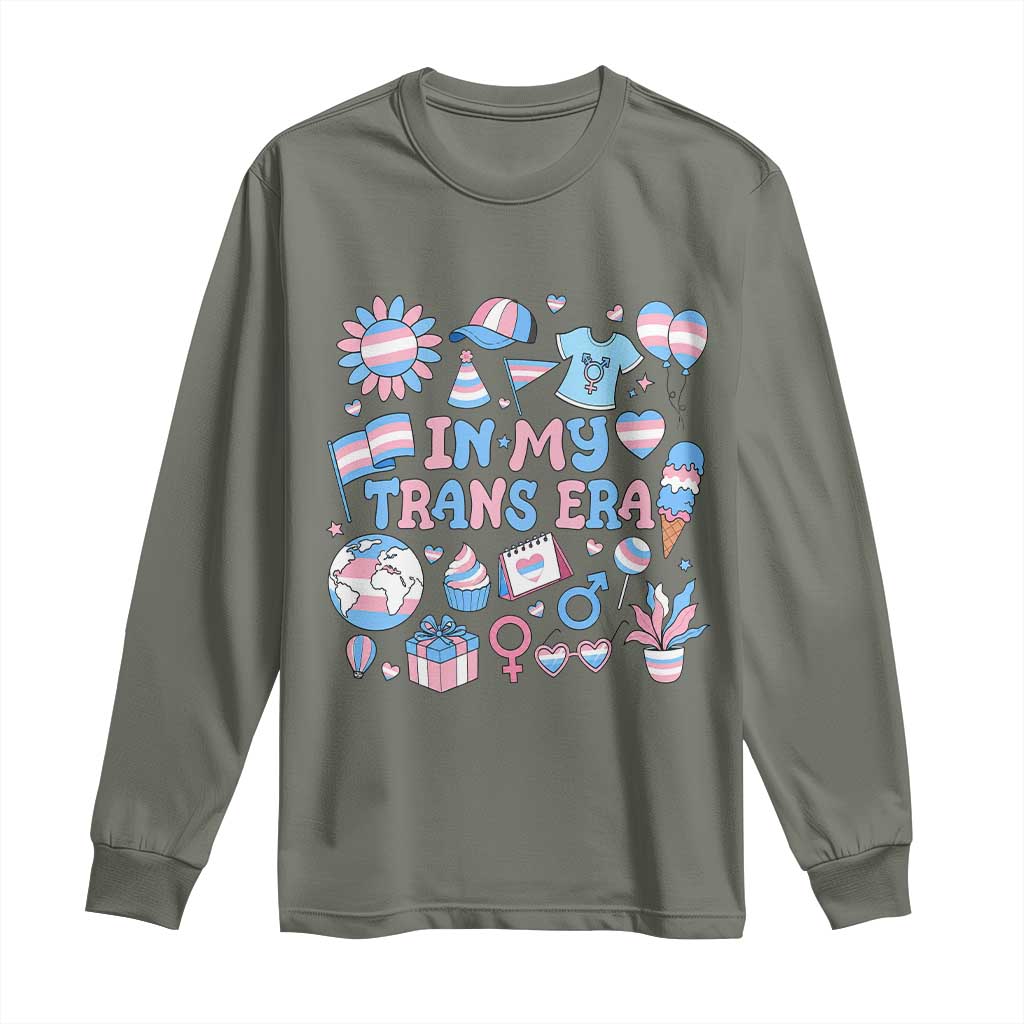 Transgender Pride In My Trans Era Long Sleeve Shirt Proud Ally Support Graphic TS12 Military Green Print Your Wear