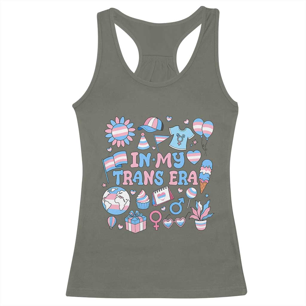 Transgender Pride In My Trans Era Racerback Tank Top Proud Ally Support Graphic TS12 Military Green Print Your Wear