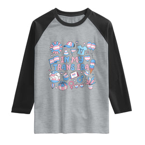 Transgender Pride In My Trans Era Raglan Shirt Proud Ally Support Graphic TS12 Heather Gray Black Print Your Wear