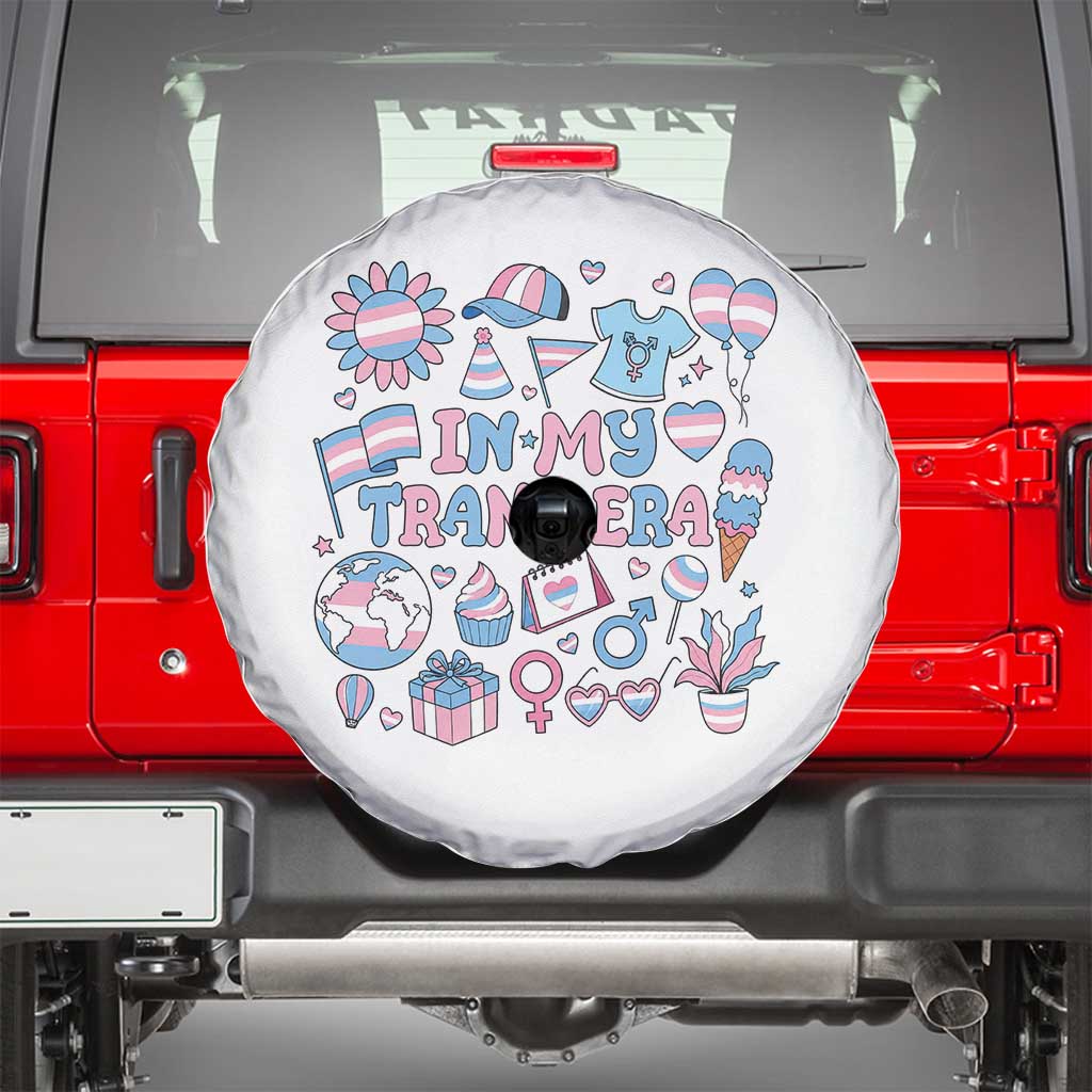 Transgender Pride In My Trans Era Spare Tire Cover Proud Ally Support Graphic TS12 White Print Your Wear