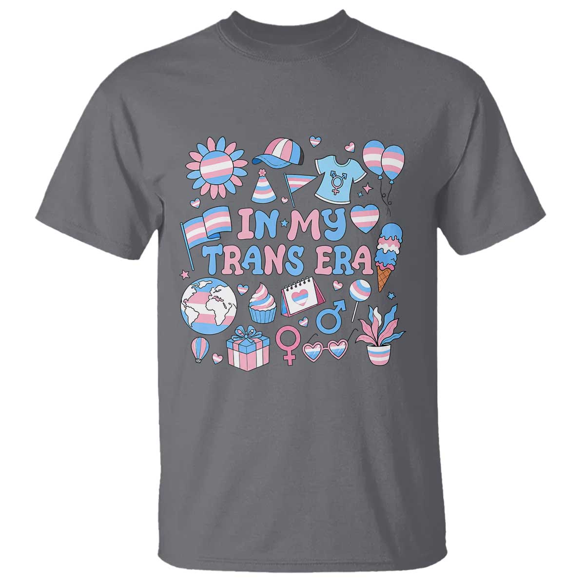 Transgender Pride In My Trans Era T Shirt Proud Ally Support Graphic TS12 Charcoal Print Your Wear