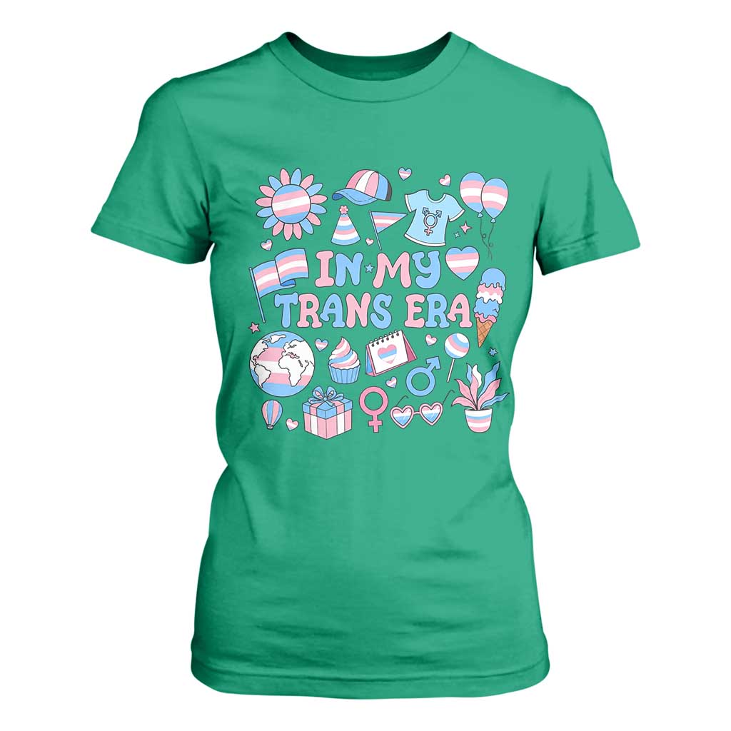 Transgender Pride In My Trans Era T Shirt For Women Proud Ally Support Graphic TS12 Irish Green Print Your Wear