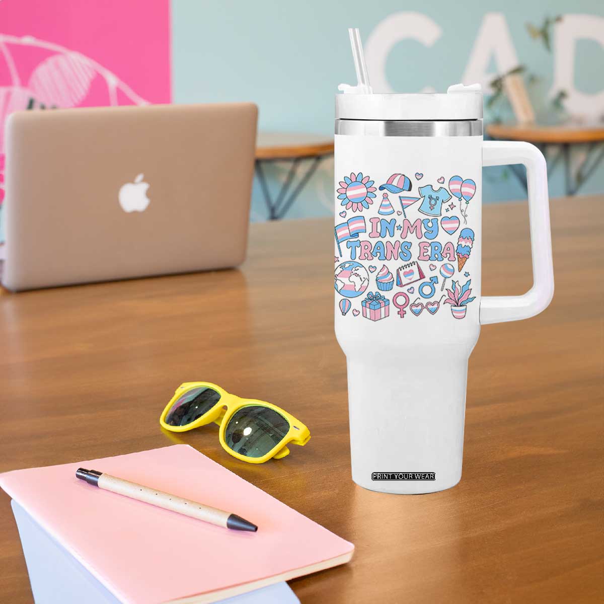 Transgender Pride In My Trans Era Tumbler With Handle Proud Ally Support Graphic TS12 Print Your Wear