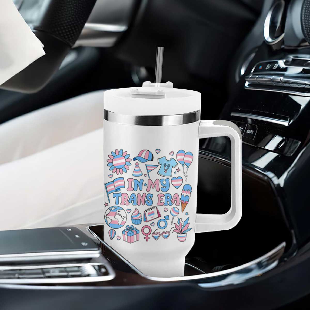 Transgender Pride In My Trans Era Tumbler With Handle Proud Ally Support Graphic TS12 Print Your Wear