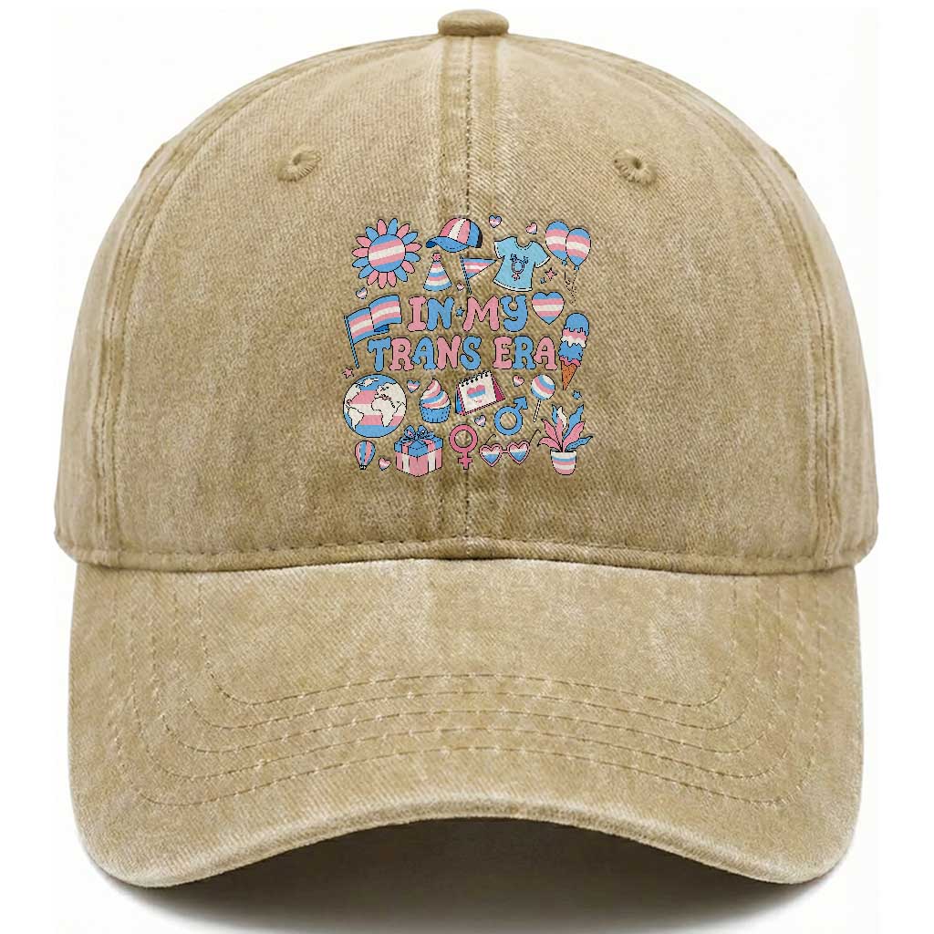 Transgender Pride In My Trans Era Washed Cotton Baseball Cap Proud Ally Support Graphic TS12 Print Your Wear