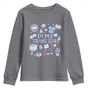 Transgender Pride In My Trans Era Youth Sweatshirt Proud Ally Support Graphic TS12 Charcoal Print Your Wear