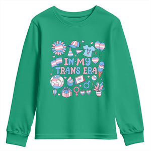 Transgender Pride In My Trans Era Youth Sweatshirt Proud Ally Support Graphic TS12 Irish Green Print Your Wear