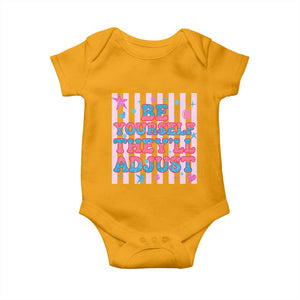 Striped Glitter Effect Printed Trans Rights Baby Onesie Be Yourself They Will Adjust TS12 Gold Print Your Wear