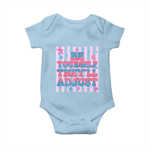Striped Glitter Effect Printed Trans Rights Baby Onesie Be Yourself They Will Adjust TS12 Light Blue Print Your Wear