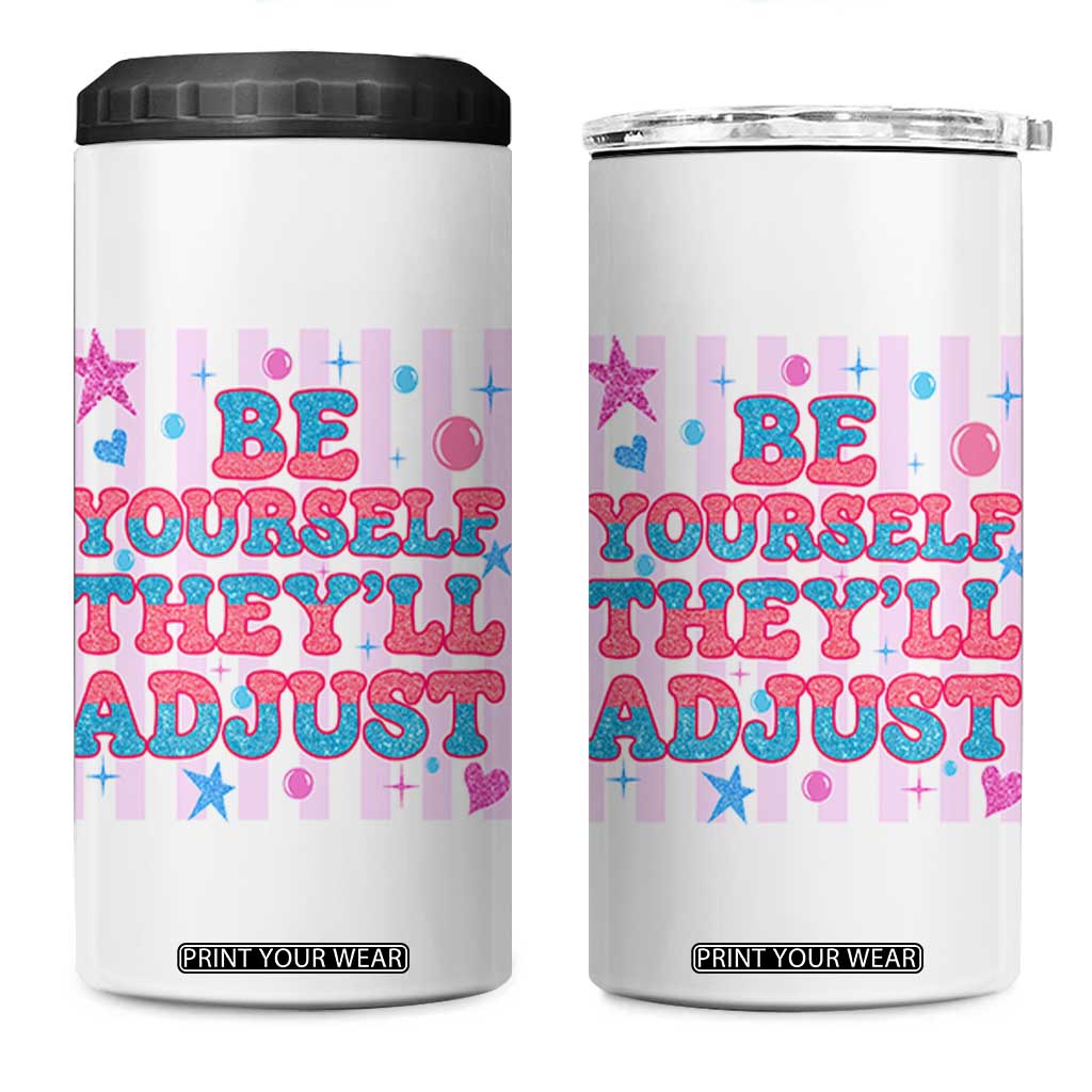 Striped Glitter Effect Printed Trans Rights 4 in 1 Can Cooler Tumbler Be Yourself They Will Adjust TS12 One Size: 16 oz White Print Your Wear