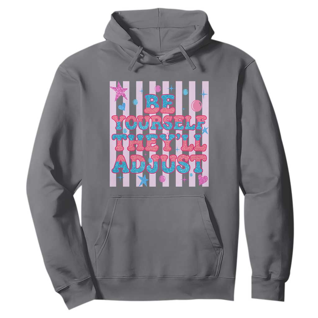 Striped Glitter Effect Printed Trans Rights Hoodie Be Yourself They Will Adjust TS12 Charcoal Print Your Wear