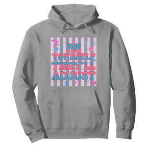 Striped Glitter Effect Printed Trans Rights Hoodie Be Yourself They Will Adjust TS12 Sport Gray Print Your Wear