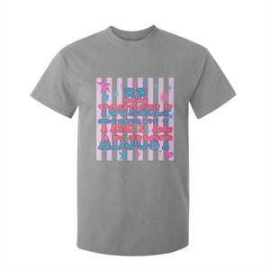 Striped Glitter Effect Printed Trans Rights T Shirt For Kid Be Yourself They Will Adjust TS12 Sport Gray Print Your Wear