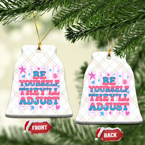 Striped Glitter Effect Printed Trans Rights Ceramic Ornament Be Yourself They Will Adjust TS12 Print Your Wear