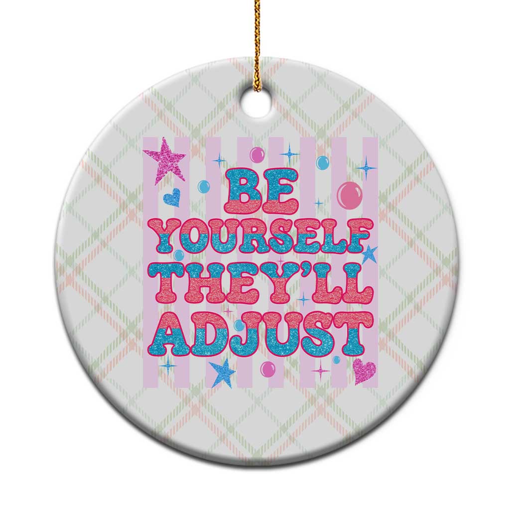 Striped Glitter Effect Printed Trans Rights Ceramic Ornament Be Yourself They Will Adjust TS12 1pc Christmas Plaid Print Your Wear