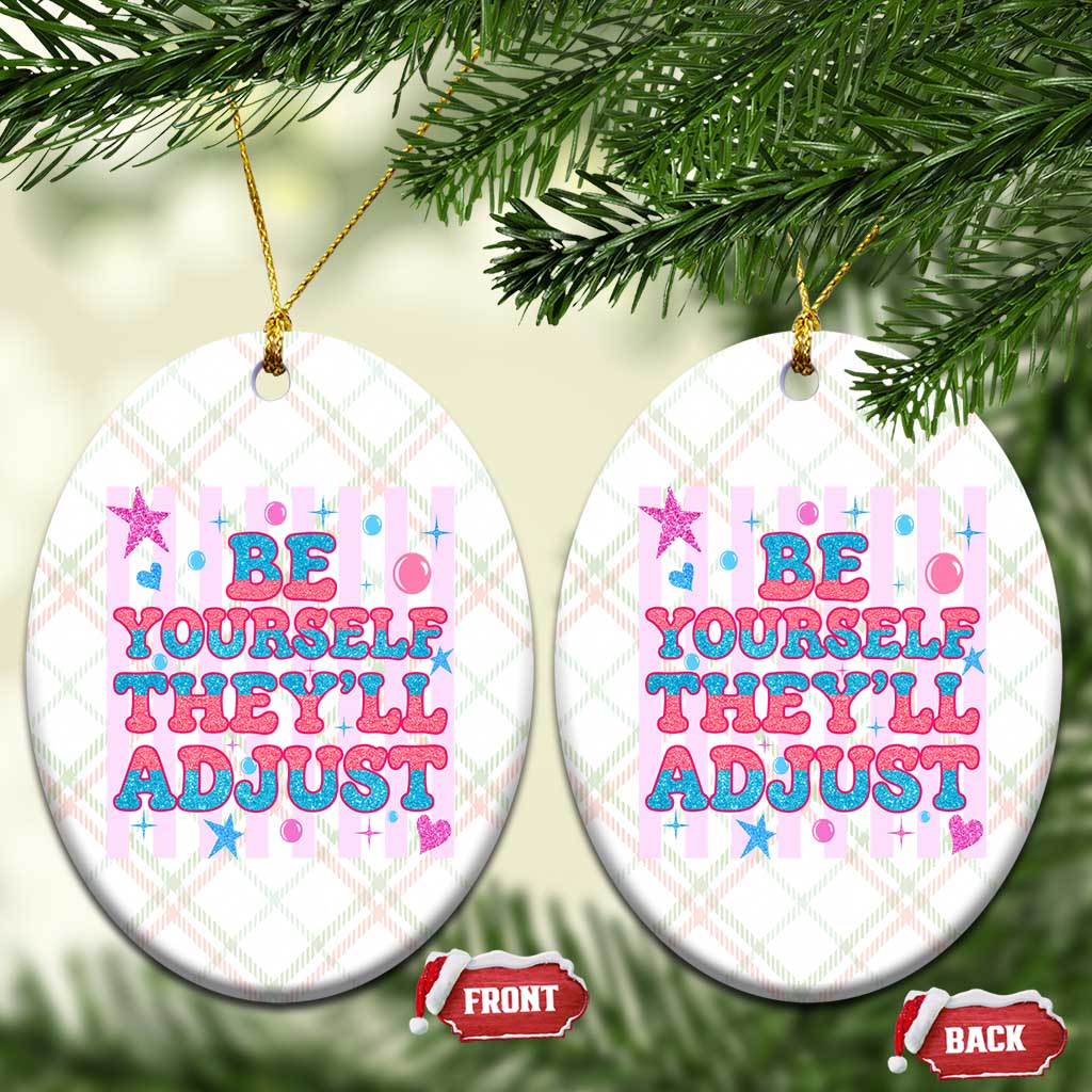 Striped Glitter Effect Printed Trans Rights Ceramic Ornament Be Yourself They Will Adjust TS12 Print Your Wear