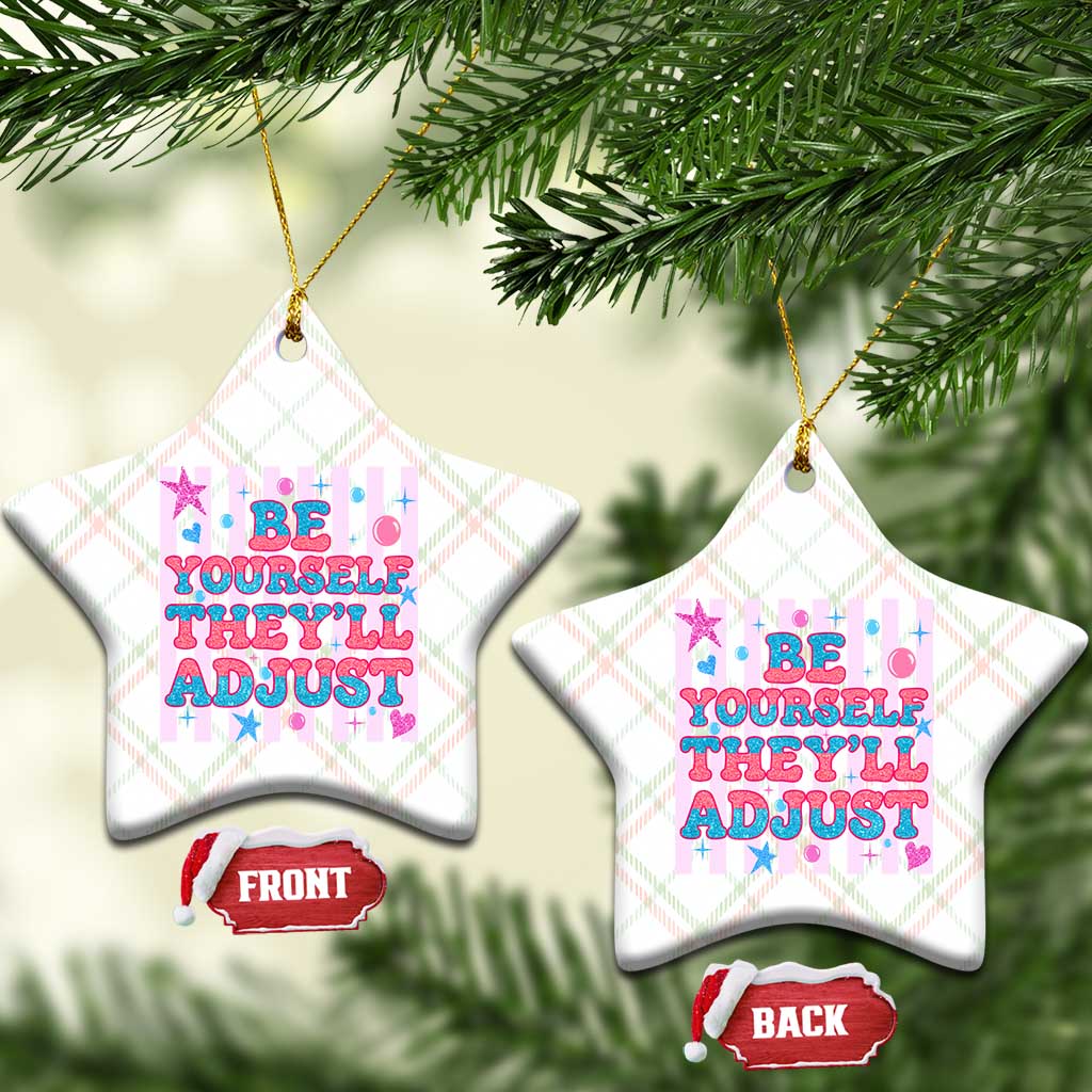 Striped Glitter Effect Printed Trans Rights Ceramic Ornament Be Yourself They Will Adjust TS12 Print Your Wear