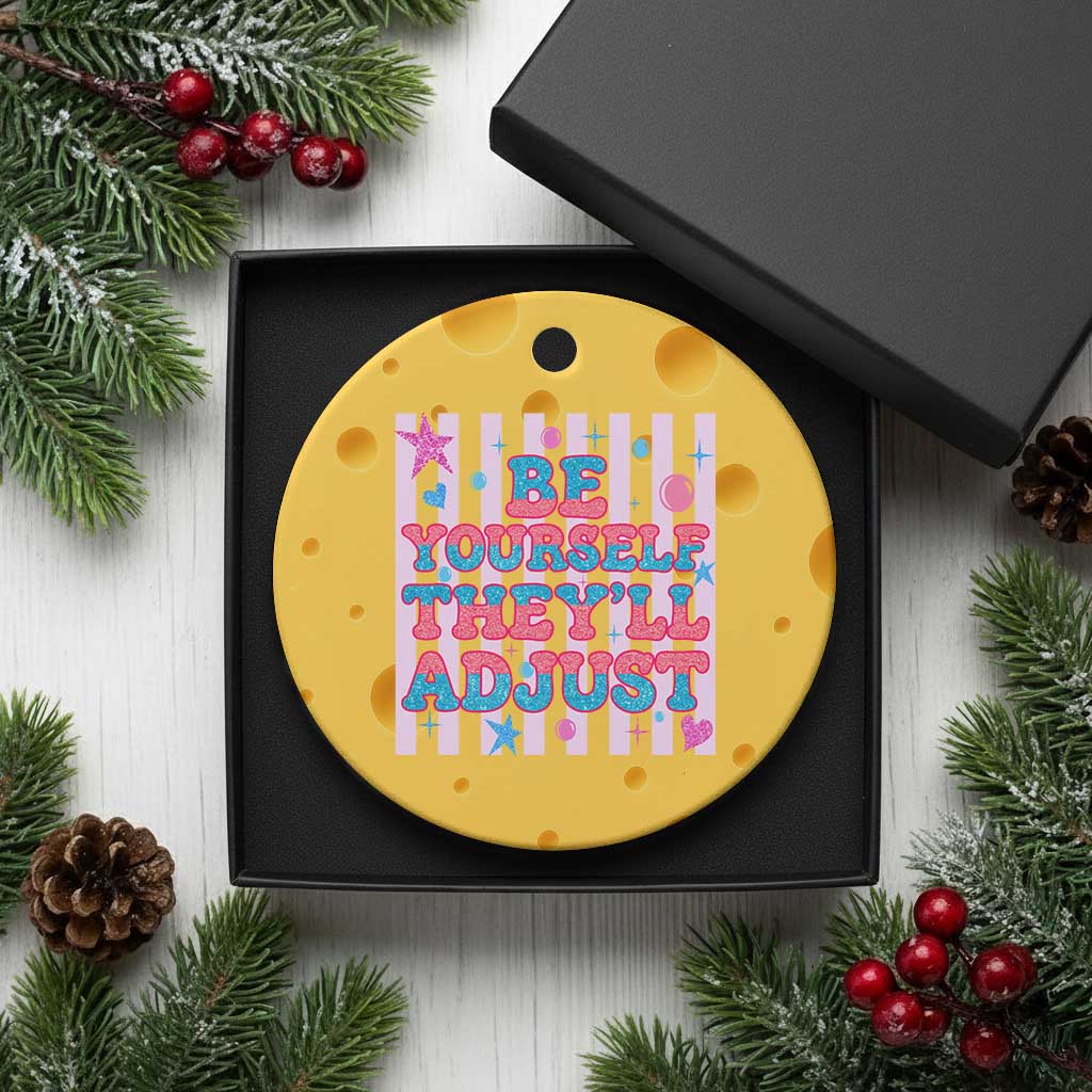 Striped Glitter Effect Printed Trans Rights Ceramic Ornament Be Yourself They Will Adjust TS12 1pc Yellow Cheese Print Your Wear