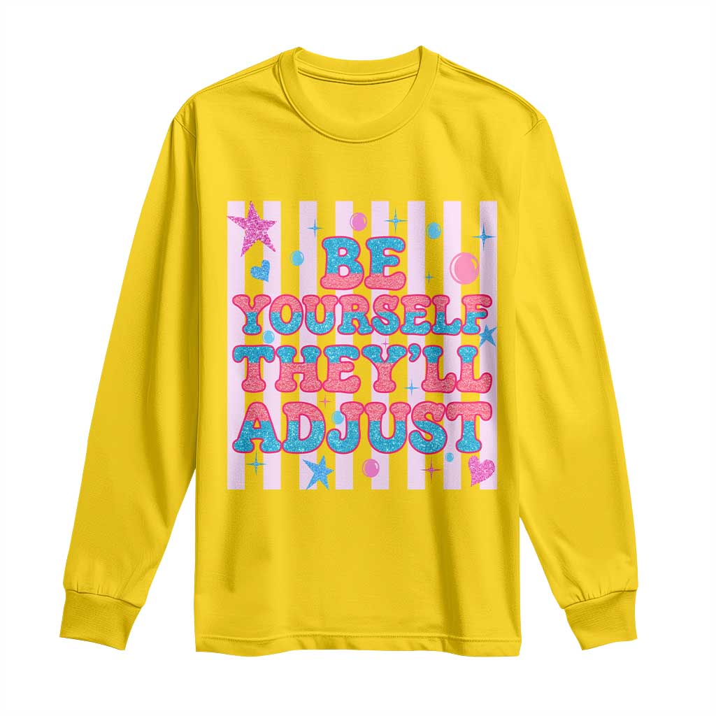 Striped Glitter Effect Printed Trans Rights Long Sleeve Shirt Be Yourself They Will Adjust TS12 Daisy Print Your Wear