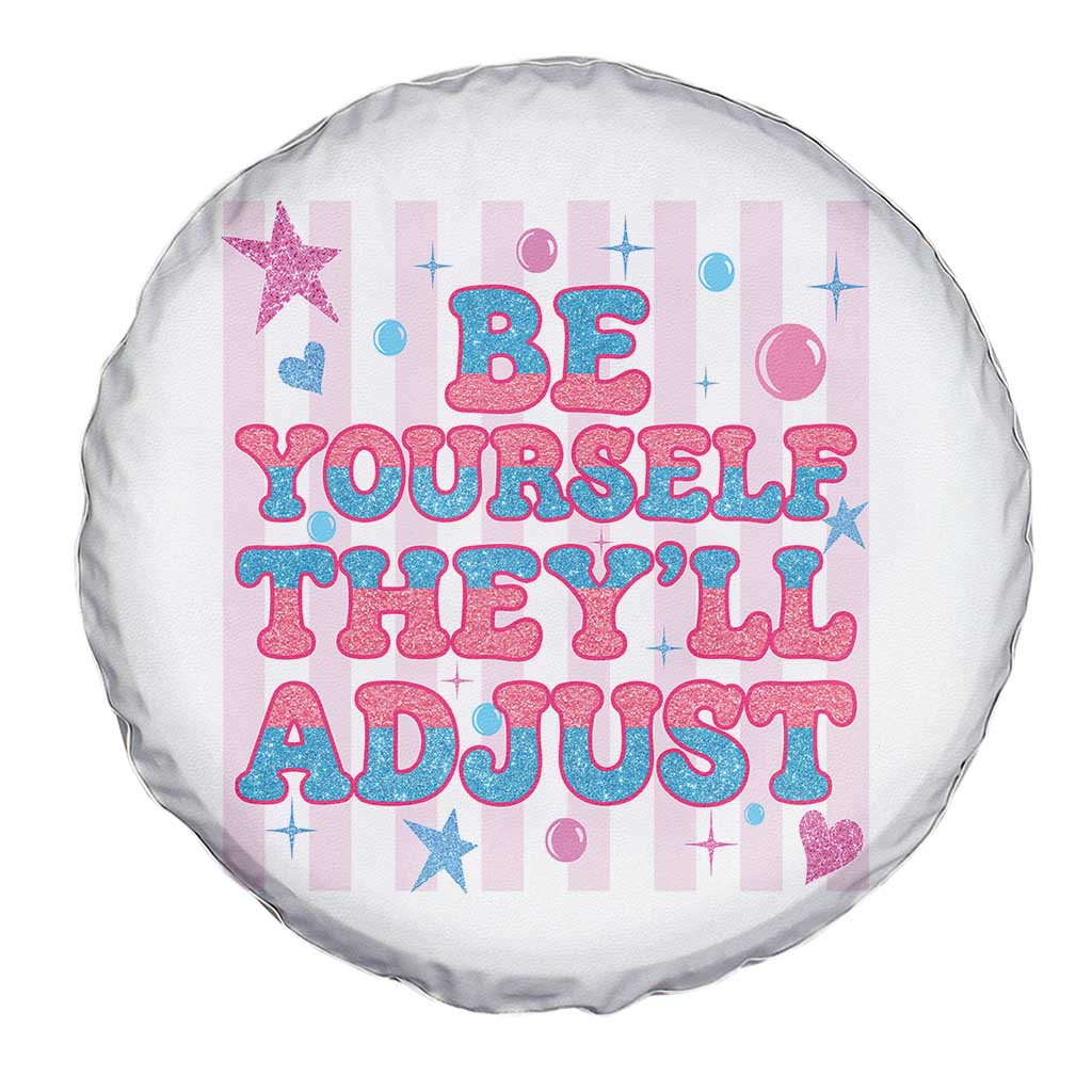 Striped Glitter Effect Printed Trans Rights Spare Tire Cover Be Yourself They Will Adjust TS12 Print Your Wear