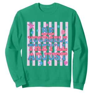 Striped Glitter Effect Printed Trans Rights Sweatshirt Be Yourself They Will Adjust TS12 Irish Green Print Your Wear