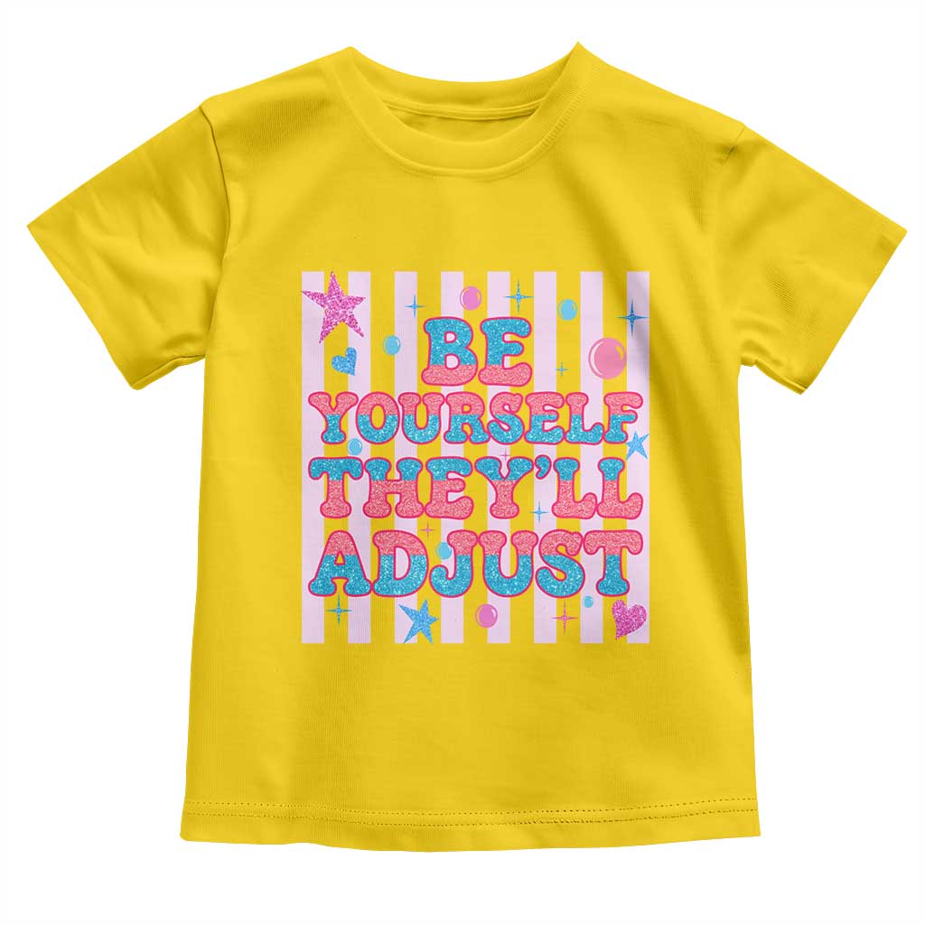 Striped Glitter Effect Printed Trans Rights Toddler T Shirt Be Yourself They Will Adjust TS12 Daisy Print Your Wear