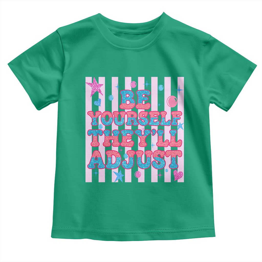 Striped Glitter Effect Printed Trans Rights Toddler T Shirt Be Yourself They Will Adjust TS12 Irish Green Print Your Wear