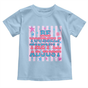 Striped Glitter Effect Printed Trans Rights Toddler T Shirt Be Yourself They Will Adjust TS12 Light Blue Print Your Wear