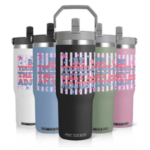 Striped Glitter Effect Printed Trans Rights Flip Straw Tumbler Be Yourself They Will Adjust TS12 Print Your Wear