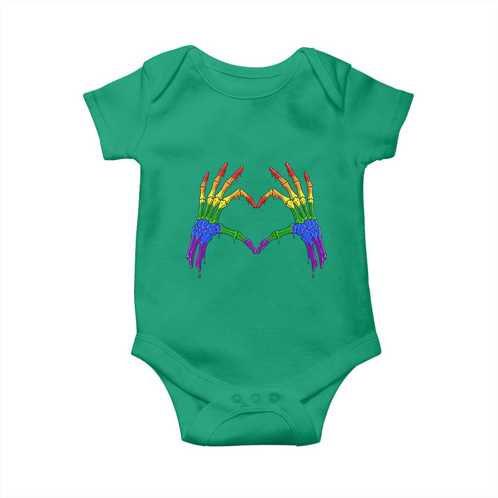 Rainbow Skeleton Heart Hands Baby Onesie LGBTQ Pride Support Graphic TS12 Irish Green Print Your Wear