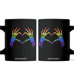 Rainbow Skeleton Heart Hands Coffee Mug LGBTQ Pride Support Graphic TS12 Black Print Your Wear