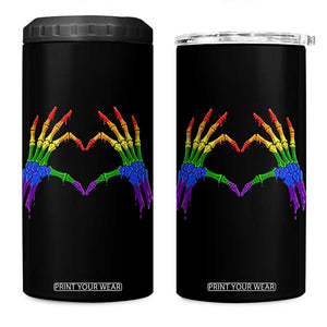 Rainbow Skeleton Heart Hands 4 in 1 Can Cooler Tumbler LGBTQ Pride Support Graphic TS12 One Size: 16 oz Black Print Your Wear