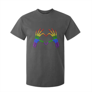 Rainbow Skeleton Heart Hands T Shirt For Kid LGBTQ Pride Support Graphic TS12 Dark Heather Print Your Wear