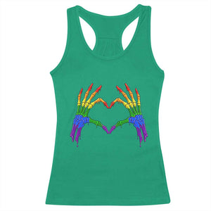 Rainbow Skeleton Heart Hands Racerback Tank Top LGBTQ Pride Support Graphic TS12 Irish Green Print Your Wear