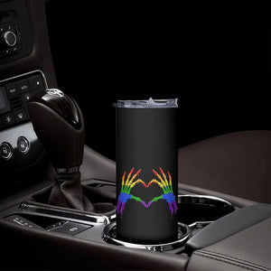 Rainbow Skeleton Heart Hands Skinny Tumbler LGBTQ Pride Support Graphic TS12 Print Your Wear