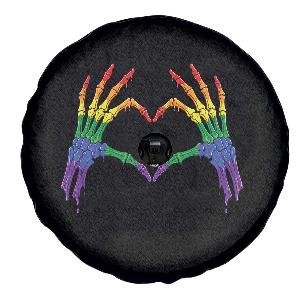 Rainbow Skeleton Heart Hands Spare Tire Cover LGBTQ Pride Support Graphic TS12 Print Your Wear