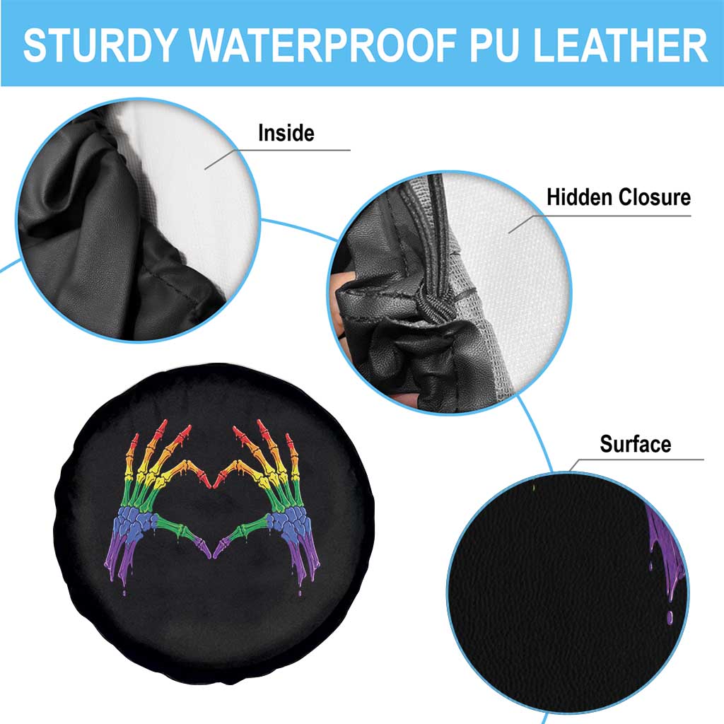 Rainbow Skeleton Heart Hands Spare Tire Cover LGBTQ Pride Support Graphic TS12 Print Your Wear