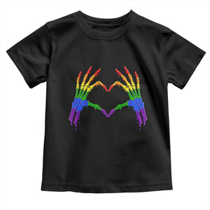 Rainbow Skeleton Heart Hands Toddler T Shirt LGBTQ Pride Support Graphic TS12 Black Print Your Wear