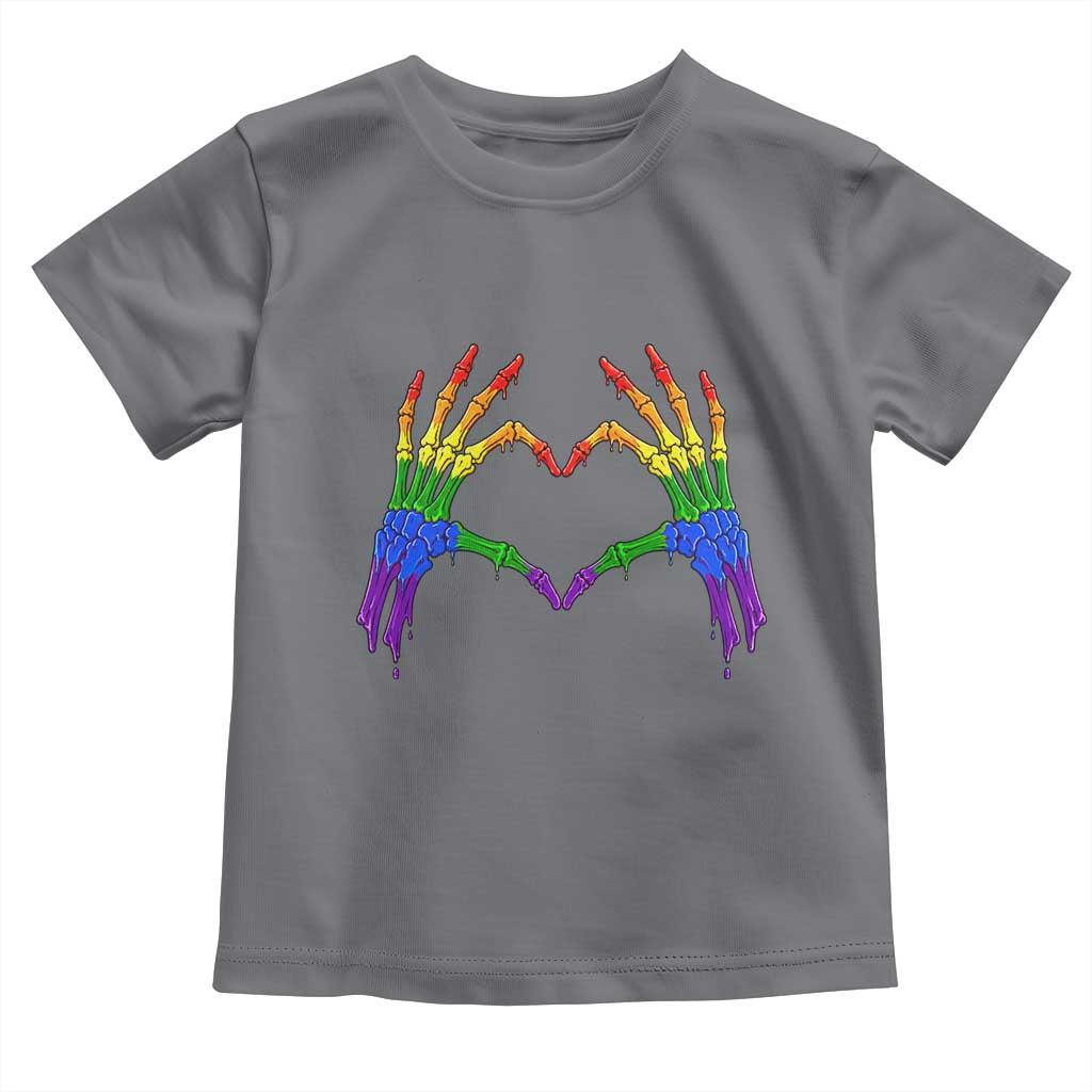 Rainbow Skeleton Heart Hands Toddler T Shirt LGBTQ Pride Support Graphic TS12 Charcoal Print Your Wear