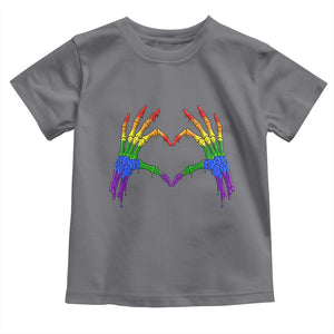 Rainbow Skeleton Heart Hands Toddler T Shirt LGBTQ Pride Support Graphic TS12 Charcoal Print Your Wear
